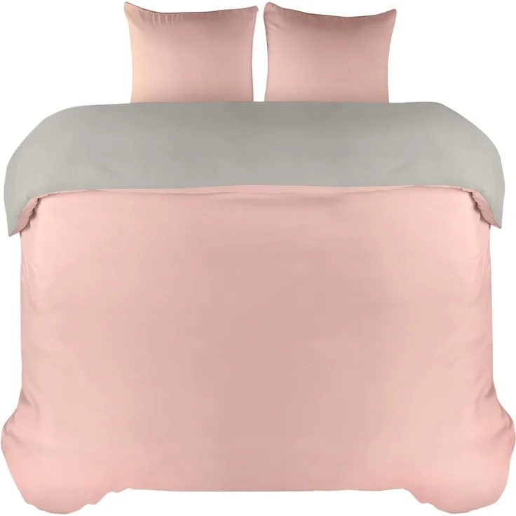 Utopia Bedding Bettwäsche 200x200 Set - Mikrofaser Bettbezug 200x200 cm + 2 Kissenbezüge 80x80 cm - Grau/Rosa – Bild 2