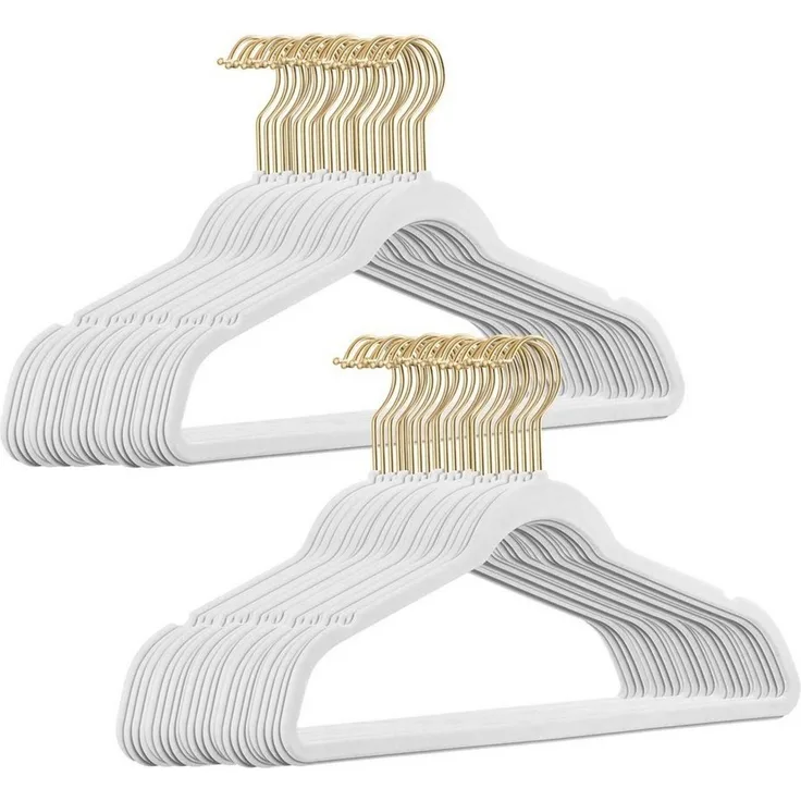 StickandShine Kleiderbügel Samt 50 Stück in verschiedenen Farben mit edlen Goldhaken im Set, (Spar-Set), Designbügel