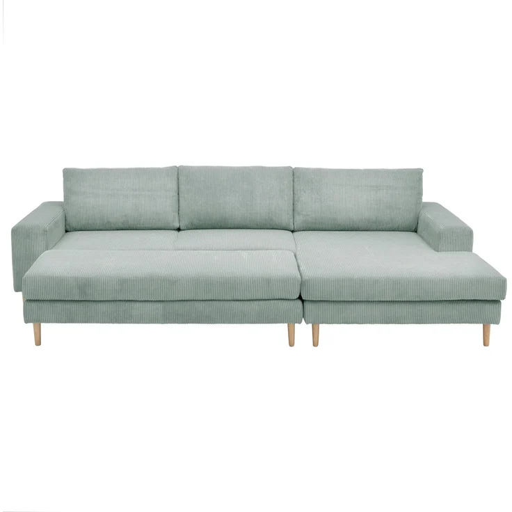 Sofa mit Longchair rechts Kaylynn Cordstoff silber – Bild 8