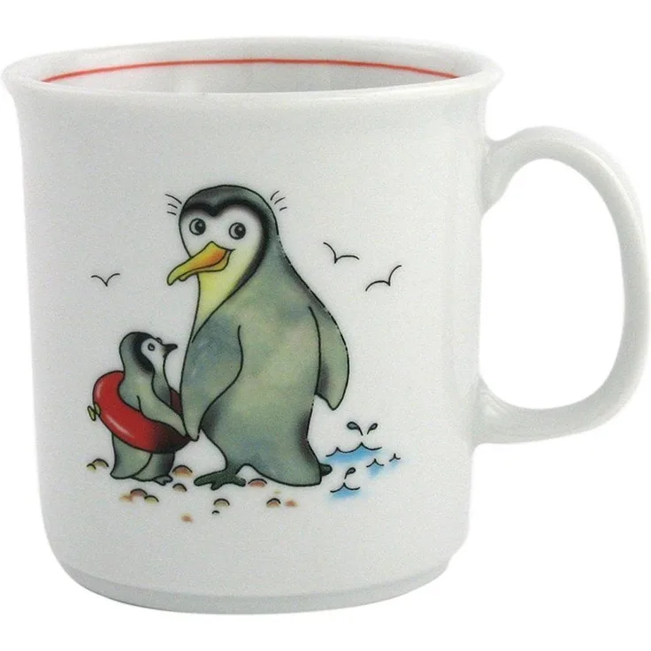 Eschenbach Porzellan Group Kindergeschirr Pinguin Becher mit Henkel 0, 21 l Porzellan, Dekor, 1 x 1 x 1 cm