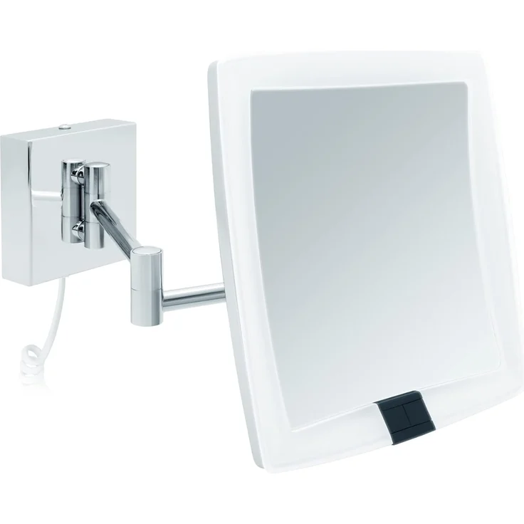 Libaro Kosmetikspiegel mit Sensor LED 5-fach Vergößerung VERONA Schminkspiegel quadratisch, Vergrößerungsspiegel 5x Bewegungssensor Wandmontage weißes Kabel Licht – Bild 1