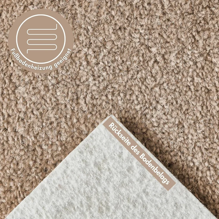 andiamo Teppichboden Izmir für Wohnzimmer und Kinderzimmer - Teppichboden Meterware zum Verlegen - Teppichbelag mit hoher Trittschalldämmung - weicher Teppichboden 400x550 cm Cappucino – Bild 4