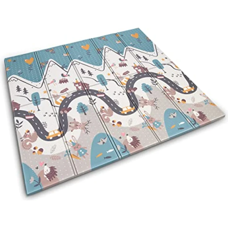 NUKIDO Baby-Schaumstoffmatte Doppelseitig Niedlich Buntes Design zum Spielen Krabbeln Ideal als Geschenk Rollbar Dicke 1 cm Größe 200x180 cm NK-340 – Bild 8