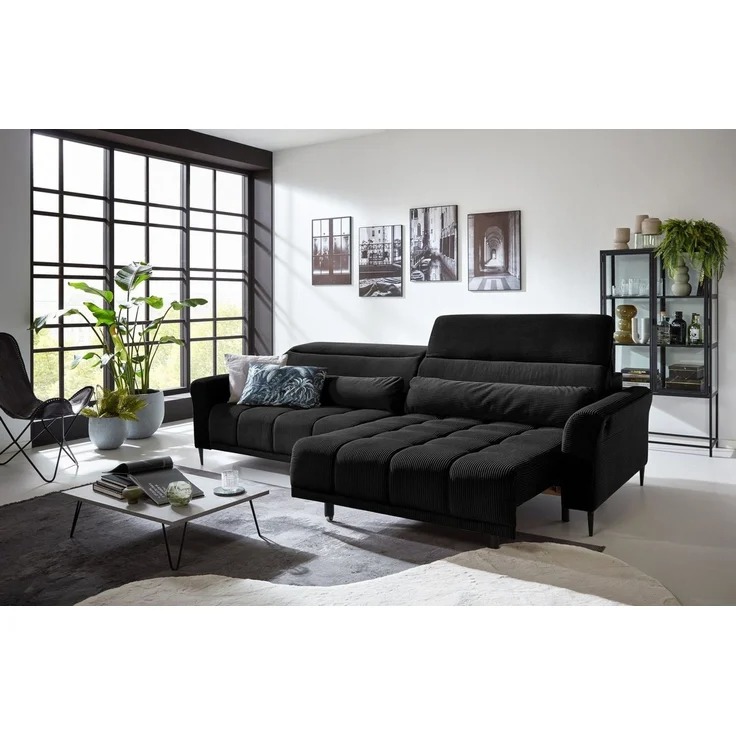 Iwaniccy Big-Sofa 2x elektr. Verstellung, 2 Kissen, Cord schwarz - 280 x 108 x 118 cm (BxHxT) – Bild 2
