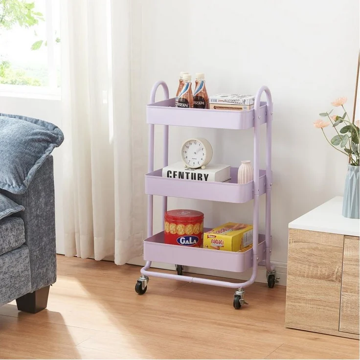 en.casa Küchenrollwagen Pyhäntä mit 4 Ebenen Lila, 103,5 x 46 x 35 cm – Bild 1