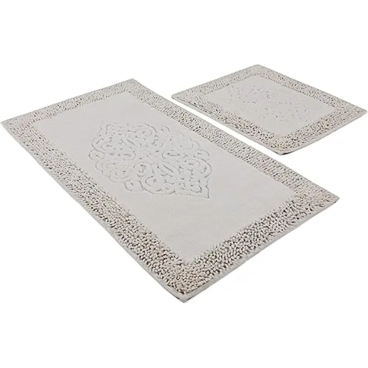 Badteppich Set 2-teilig beige rechteckig