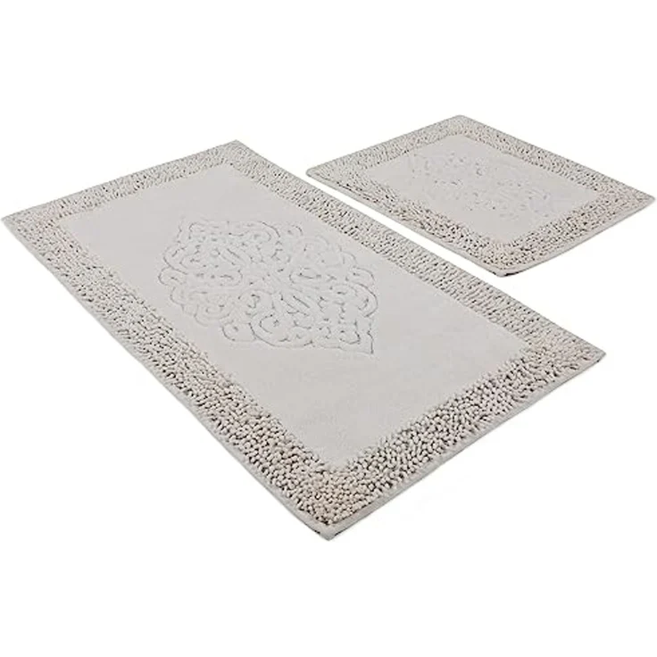 Badteppich Set 2-teilig beige rechteckig – Bild 1