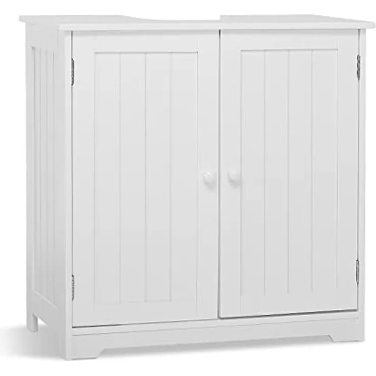 Meerveil Waschbeckenunterschrank,Unterschrank Badezimmerschrank Holz mit Türen 2 Fächer Platzsparend,Freistehend 60 x 30 x 60 cm für Badezimmer Weiß