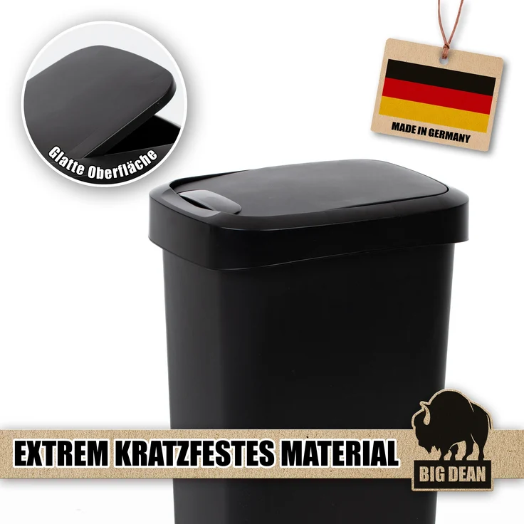 BigDean 2x Mülleimer 50 Liter Schwing & Klappdeckel schwarz Küche – Bild 2