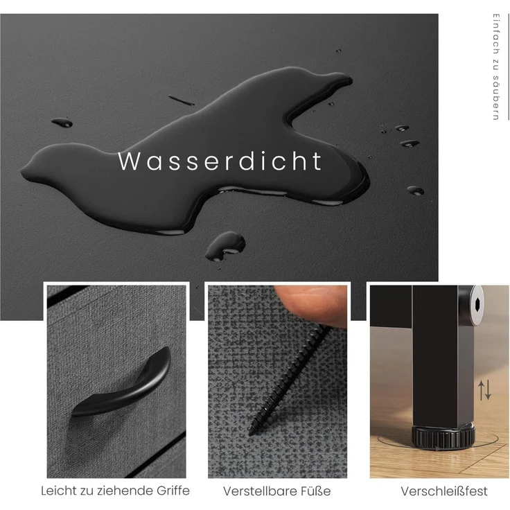 Sweetcrispy Kommode,Sideboard Wohnzimmer für Schlafzimmer mit 8 Stoffschubladen,Einstellbare Füße Schubladenschrank,Komodenschrank für Schlafzimmer,Modernes Grau – Bild 6
