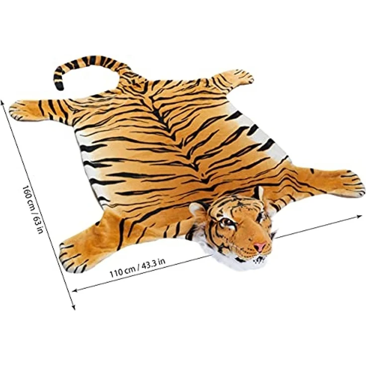 BRUBAKER Fellteppich Tigerfell Bettvorleger, Motivform, Höhe: 260 mm, flauschiger Kaminvorleger Teppich, Tiger Kuscheldecke 130x120 cm – Bild 2