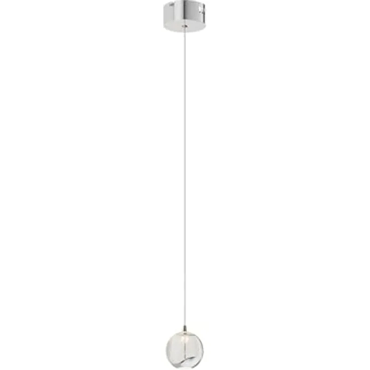 Lucande LED-Pendellampe Hayley, Ø 9 cm, einflammig, chromfarben, Blasenglas, moderne Lichtverteilung
