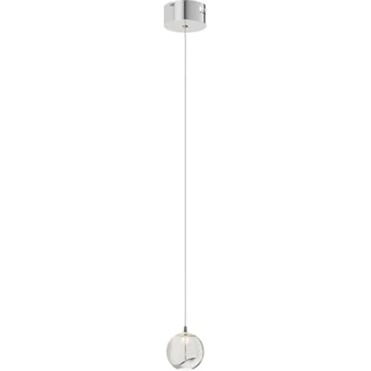 Lucande LED-Pendellampe Hayley, Ø 9 cm, einflammig, chromfarben, Blasenglas, moderne Lichtverteilung – Bild 1