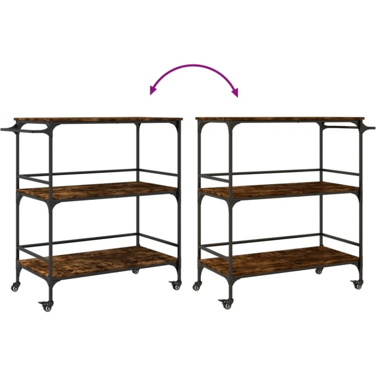 vidaXL Küchenwagen Räuchereiche 100,5x50x105 cm Holzwerkstoff 842333 – Bild 4