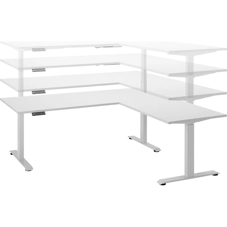 Eckschreibtisch >Ben< höhenverstellbar bis 117cm, weiss - 180x74/117x177cm (BxHxT) – Bild 5
