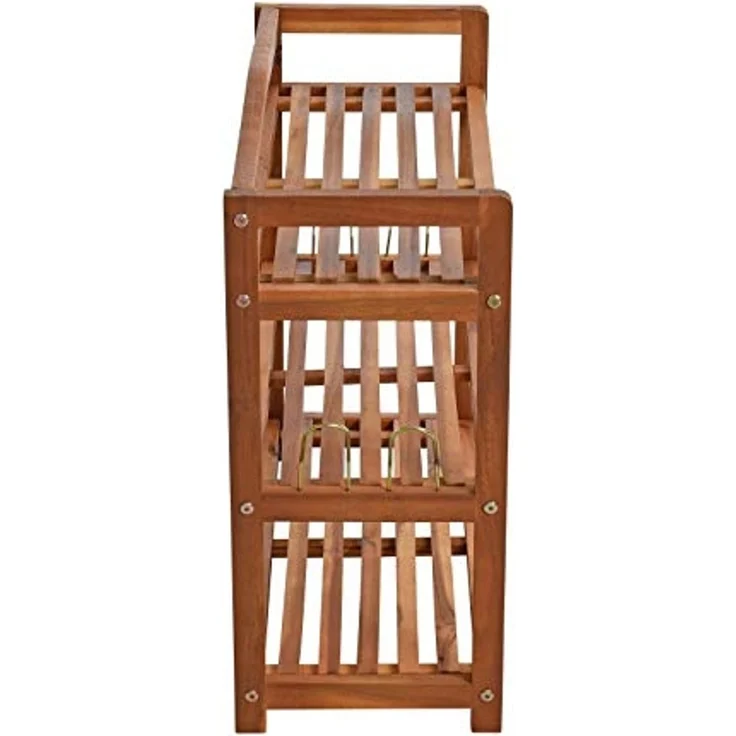 Holz Schuhregal Schuhschrank Schuhablage Holzregal Schrank Ablage Akazie Massiv – Bild 3