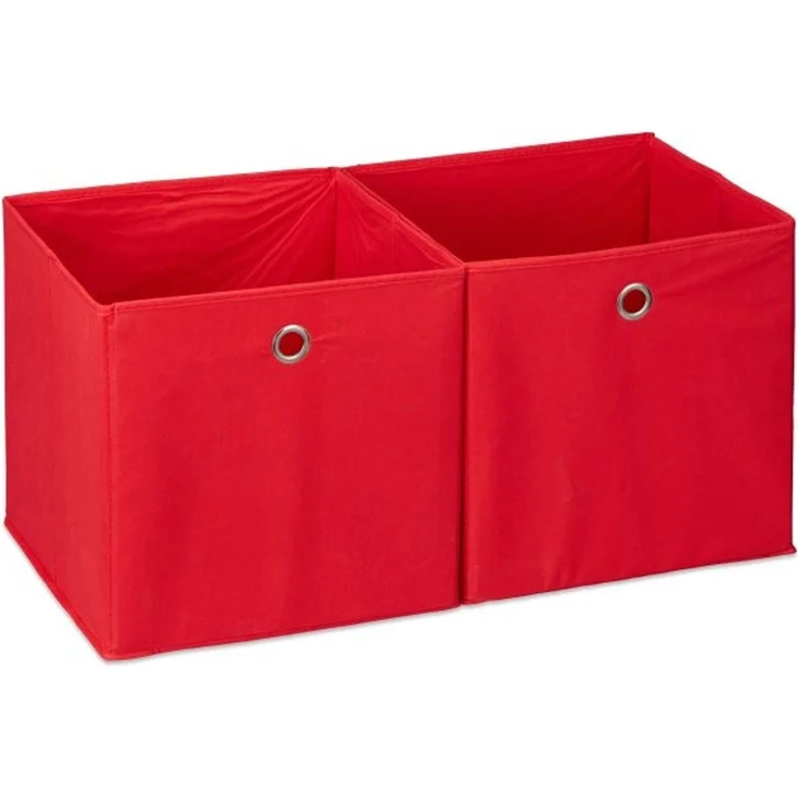 Relaxdays 6 x Aufbewahrungsbox Stoff rot – Bild 1