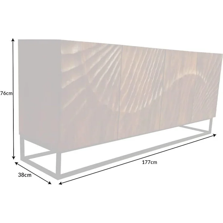 riess-ambiente Sideboard SCORPION 180cm braun / schwarz (Einzelartikel, 1 St), Massivholz · Metall · Kommode · 3D Schnitzereien · Wohnzimmer – Bild 3