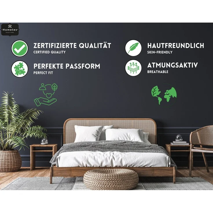 Hometex Premium Textiles Spannbettlaken Jersey Spannbettlaken 100% Baumwolle, Jersey, Gummizug: Rundumgummizug, Premium-Jersey Matratzenhöhe bis 23 cm – Bild 4