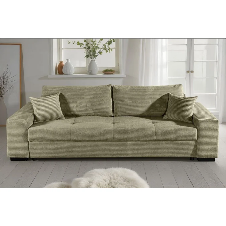COLLECTION AB Schlafsofa Kreta, B: 248 cm, Liegefl. 137x195 cm, Bettfunktion, Bettkasten & 2 Zierkissen, optional mit Topper – Bild 1