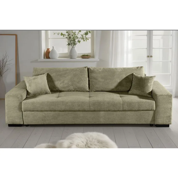 COLLECTION AB Schlafsofa Kreta, B: 248 cm, Liegefl. 137x195 cm, Bettfunktion, Bettkasten & 2 Zierkissen, optional mit Topper