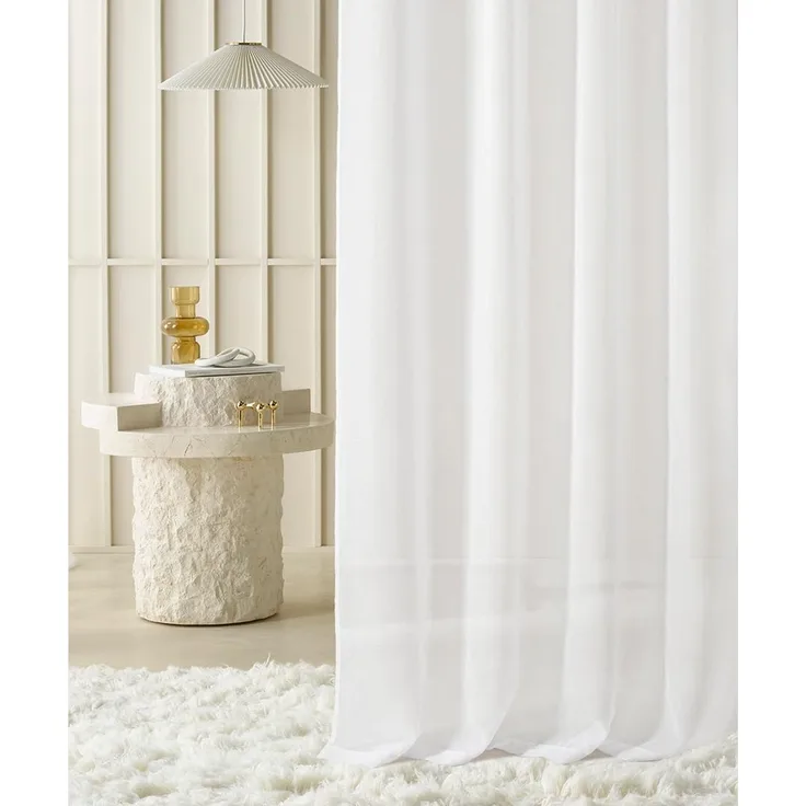 ROOM99 Gardine mit Kräuselband Novelia 140x230 cm Breite x Höhe Wohnzimmer Transparent modern Vorhang Schal Wohnzimmer Schlafzimmer für Schinensystem Weiß glatt, 1 Stück