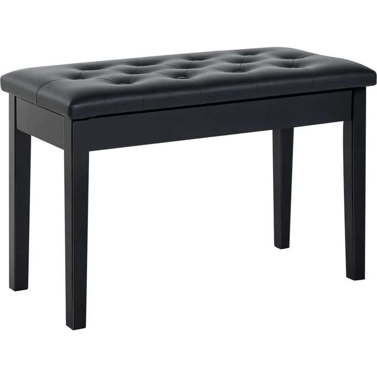 HOMCOM Klavierbank traditionellen Flurbank im Landhausstil kosmetischer Hocker Stauraum (Hocker, 1-St, Klavierhocker), Gummiholz Kunstleder Schwarz 76 x 36 x 50 cm – Bild 1