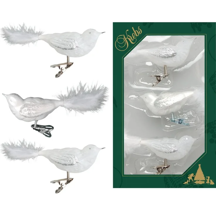 Krebs Glas Lauscha Weihnachtsbaumklammer CBK80873, Weihnachtsdeko, Christbaumschmuck (3-tlg), Glasvogel
