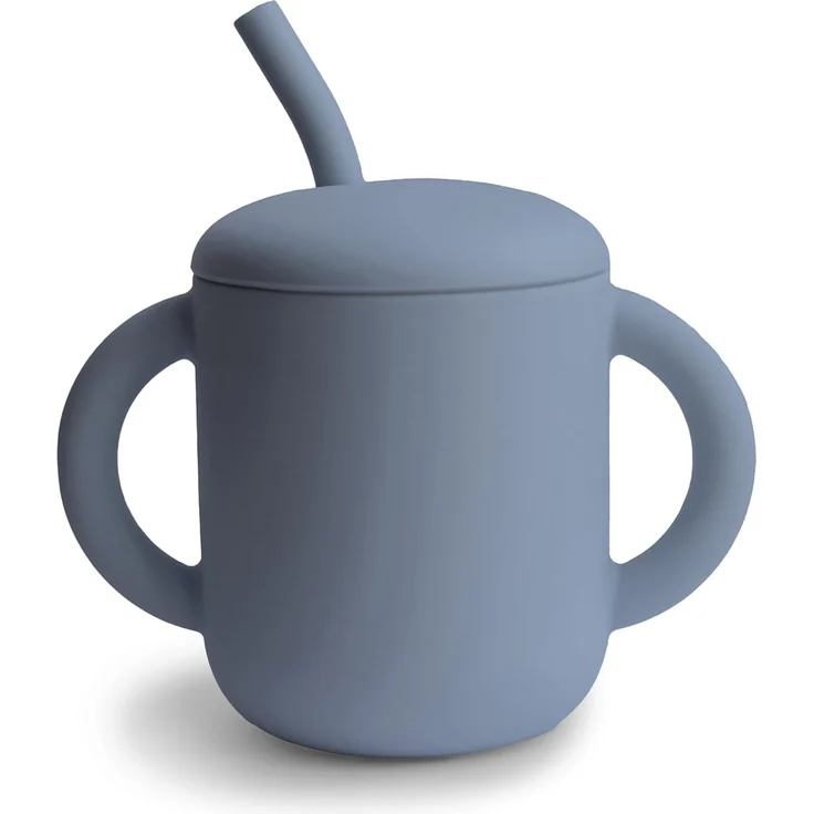 Mushie Silikonbecher mit Trinkhalm Tradewinds