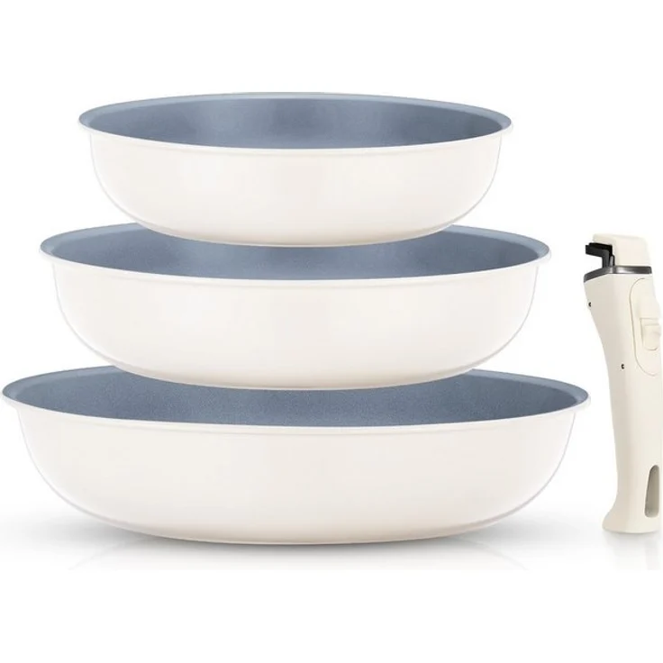 FOHERE Pfannen-Set Antihaft-Pfannen-Set mit abnehmbarem Griff, 3-teilig, Aluminium (3-tlg), drei Pfannen (20CM, 24CM, 28CM), grau – Bild 4