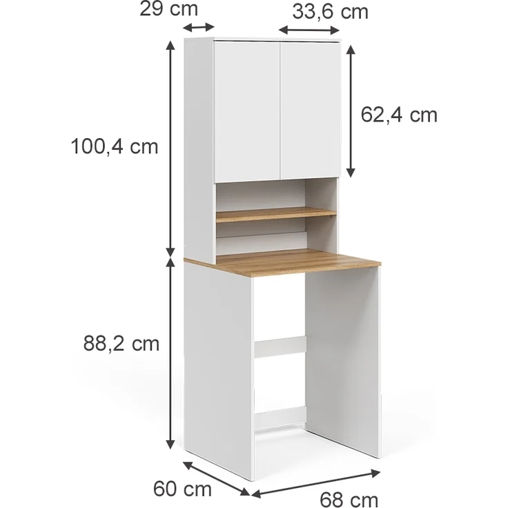 Waschmaschinenschrank Viktor Weiß/Artisan 68 x 88.2 cm 2 Teile mit Regal Vicco – Bild 2