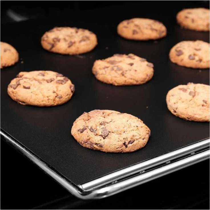 Lantelme Backmatte 2 Stück Set Backmatten Wiederverwendbar für Backblech beim Backen, Kohlefaserverbundstoff (2-tlg), 33x40cm für Backblech – Bild 2