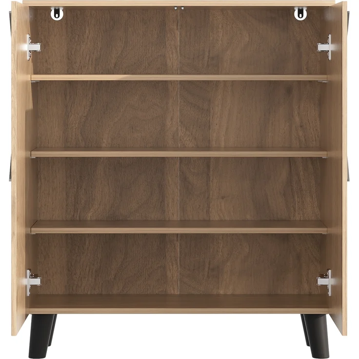 Merax Schuhschrank mit dekorativem Rattanmuster, 80×32×91 cm, stilvoller Flurschrank mit Stauraum, Holzoptik – Bild 7
