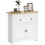 HOMCOM Sideboard Kommode mit Schublade, Soft-Close-Tür, Verstellbarer Einlegeboden (Moderner Aufbewahrungsschrank, 1 St, für Wohnzimmer, Schlafzimmer), 79 x 35 x 80 cm Weiß