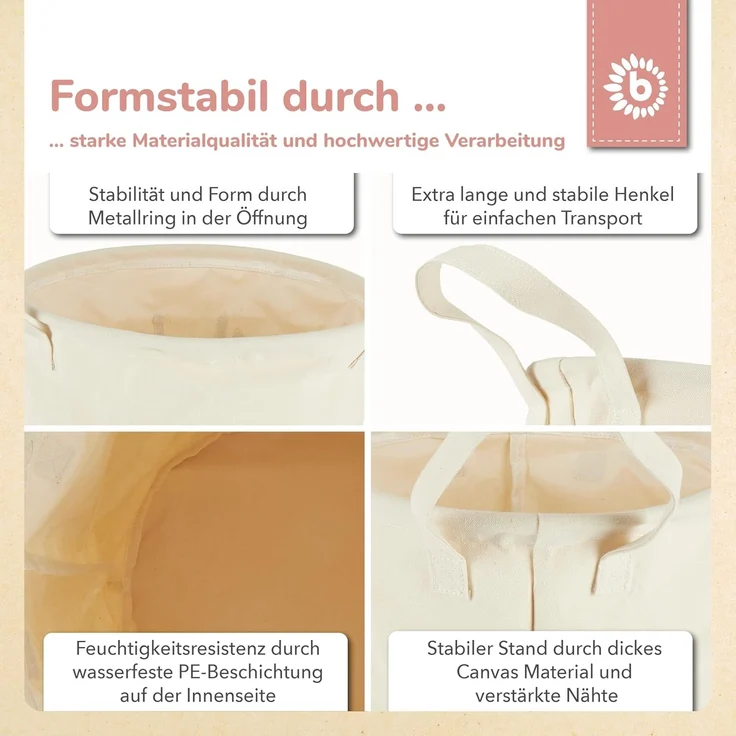 Bieco Wäschekorb Baby Reh Ella | Großer Aufbewahrungskorb Kinder Baumwolle und Wasserabweisend | Aufbewahrung Kinderzimmer | Wäschekorb Kinder Wäschekorb Kinderzimmer Mädchen Spielzeug Korb – Bild 4