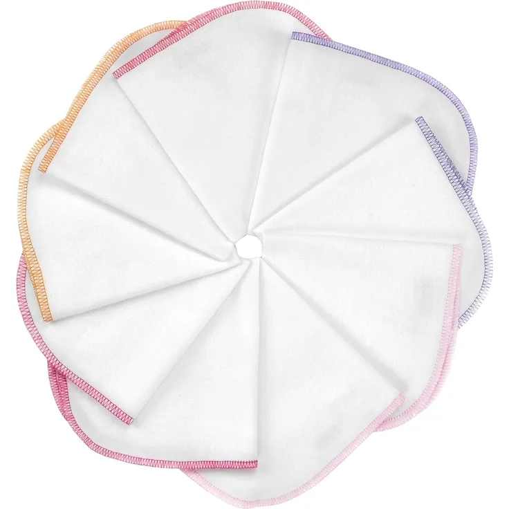 Makian Molton Baby Waschlappen Set mit Schlaufe, 30x30 cm - 9 Stück Moltontücher aus 100% Baumwolle, schadstoffgeprüft nach Öko-Tex Standard 100 - Weiß mit buntem Rand (Rosa Pink)