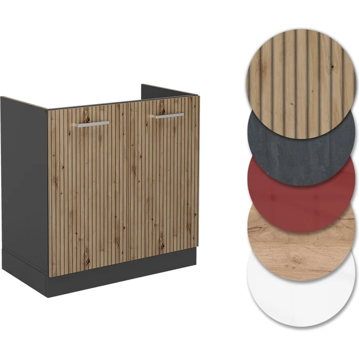 Spülenunterschrank R-Line Artisan-Eiche 80 cm , AP Anthrazit Vicco – Bild 5