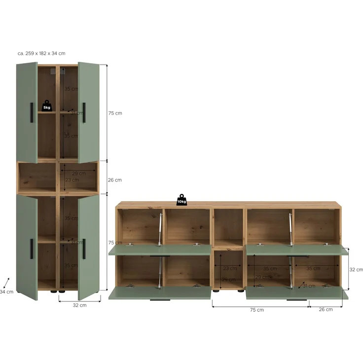 The One Wohnkombination in Smoke Green Nachbildung – Bild 4