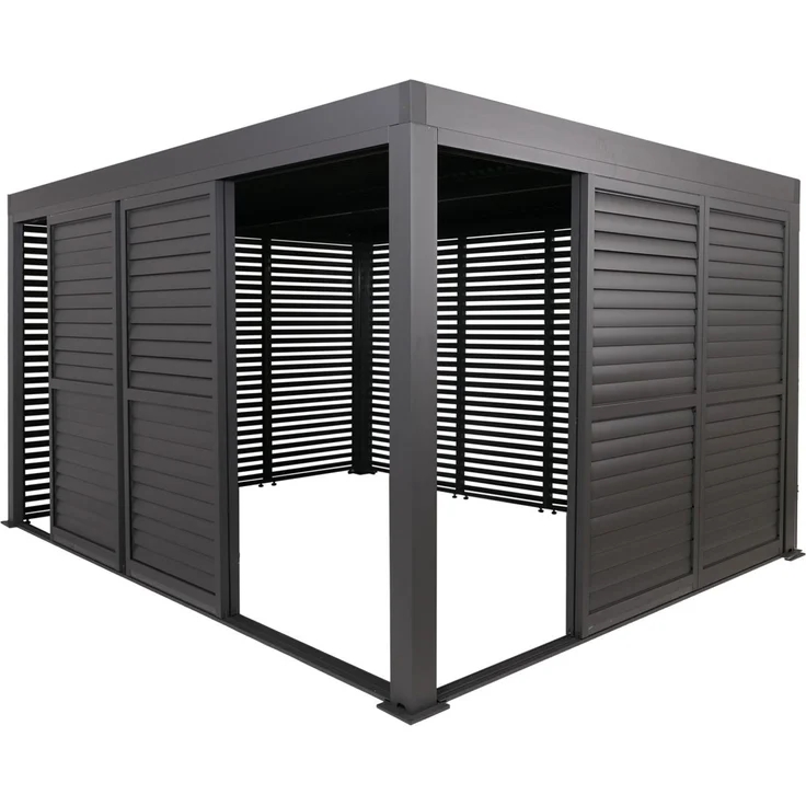 Mendler 'HWC-L46' Pergola, Regenrinne sturmfest, Aluminium anthrazit, 3x4 m – Bild 6