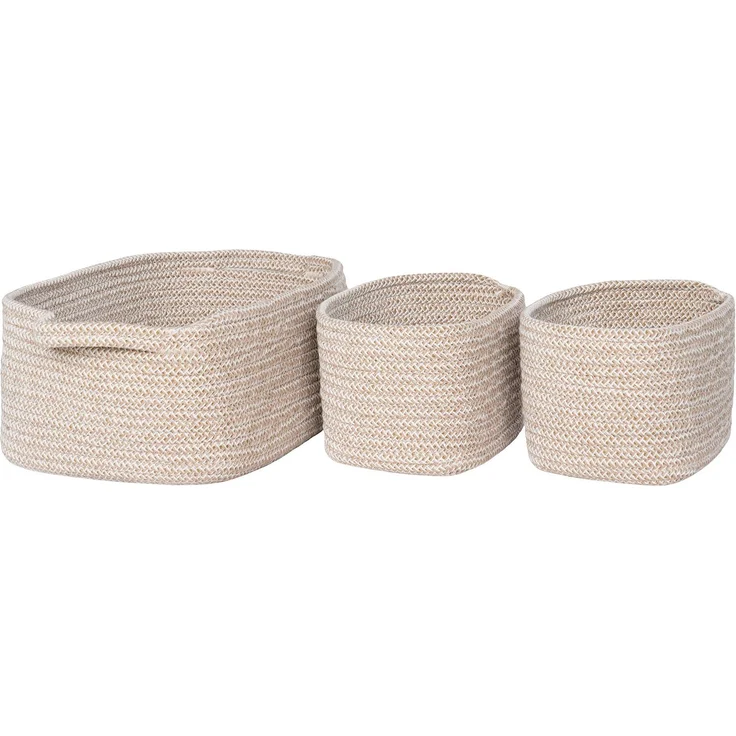 House Nordic Körbe, Baumwolle, beige, 3er Set – Bild 1
