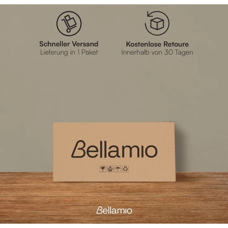 Bellamio 'Luvua' Kommode, schwarz/Eichenoptik, mit Metallfüßen, 80x40x80 cm, Schrank mit 3 Schubladen – Bild 8