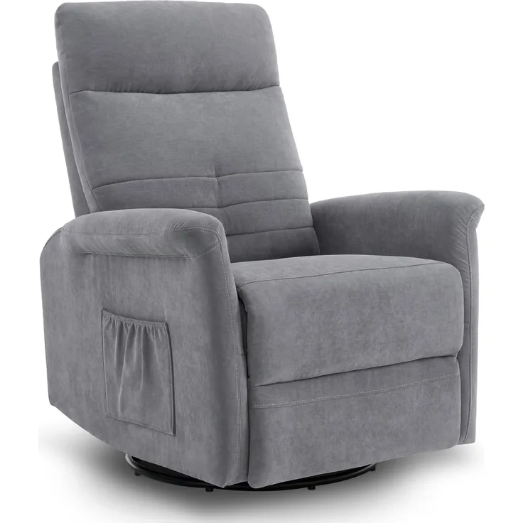M MCombo Relaxsessel Fernsehsessel mit Liegefunktion Manuell, Massagesessel mit Wärmefunktion, TV Sessel mit Wippfunktion & Drehfunktion, 270° Drehbar, 7013 (Hellgrau)
