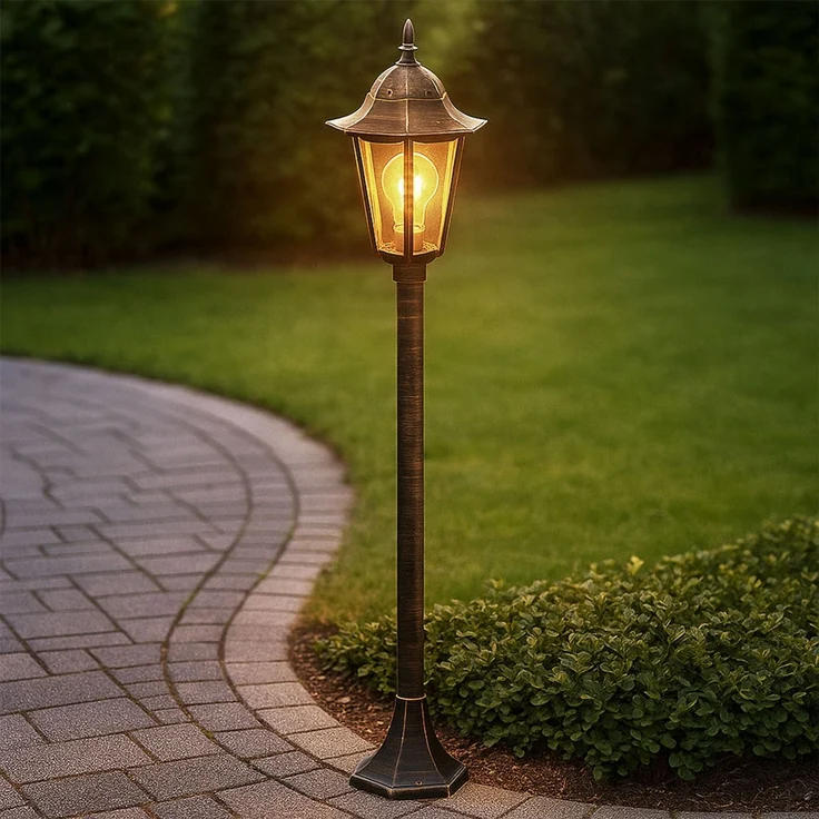 LED Außenstehleuchte, Laterne, Alu-Druckguss bronze, H 120 cm – Bild 4
