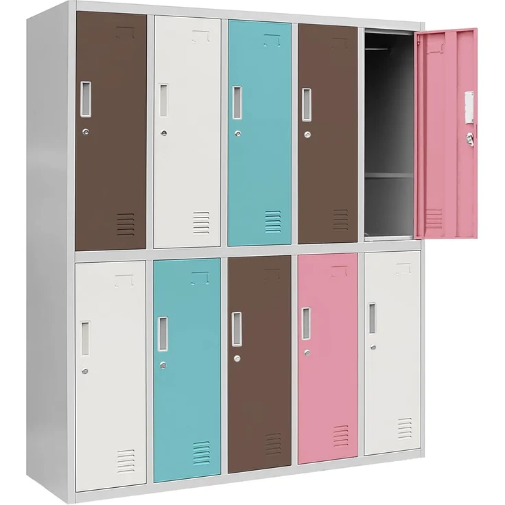 Jan Nowak Schließfachschrank 5B2AS Umkleideschrank Wertfachschrank Umkleideschrank mit 10 Fächern Stahlblechkonstruktion Pulverbeschichtet 150 x 136 x 45 cm (H x B x T) (Pastellfarben)