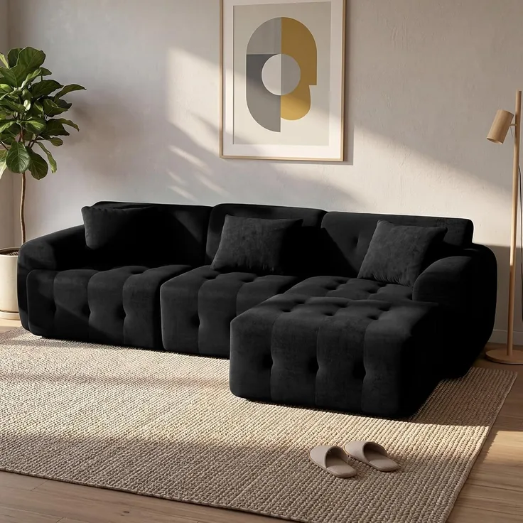 COMHOMA Sofa Ecksofa, Modulares Sofa, 2 Sitzer Bodensofa Couch mit Kissen Armlehne, für Wohnzimmer, vakuumverpackt
