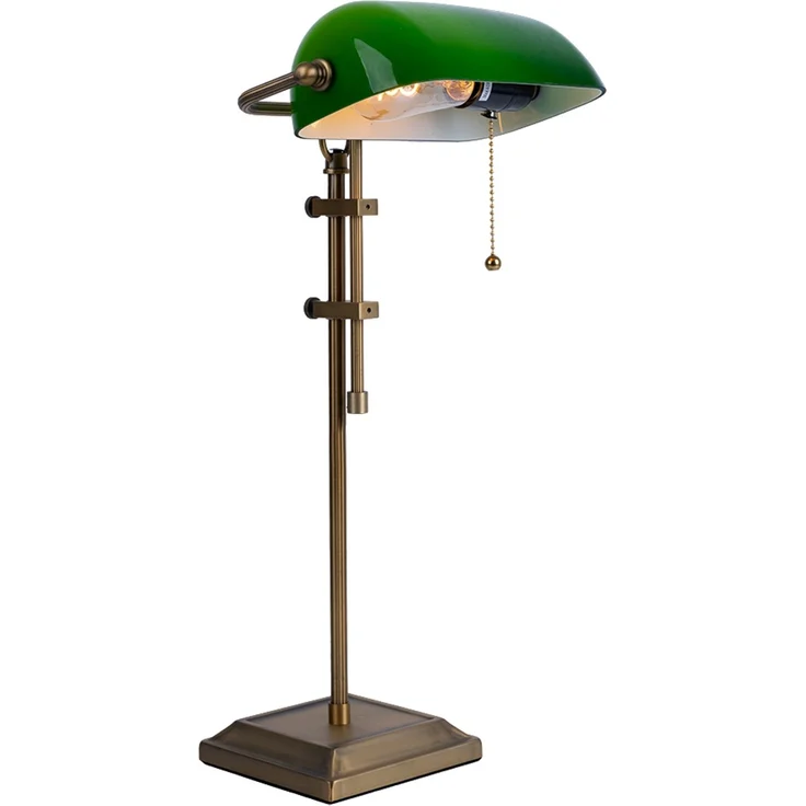 LED Bankerlampe Tischlampe, grün, messing, höhenverstellbar, H 56 cm – Bild 5