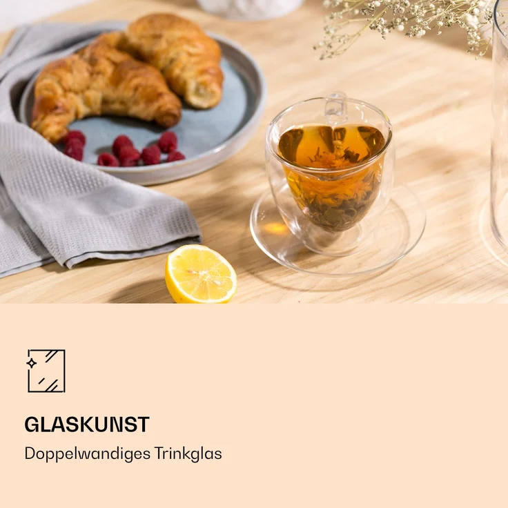 Trinkglas | 350 ml | Doppelwandig | Hochwertiges Borosilikatglas | Unikat Transparent – Bild 2