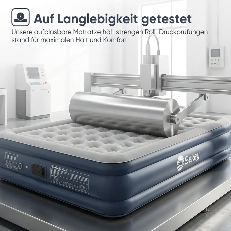 Sekey Luftbett mit integrierter Luftpumpe, Luftmatratze selbstaufblasend 2 Personen, 203 x 152 x 46 cm, blau / grau – Bild 6