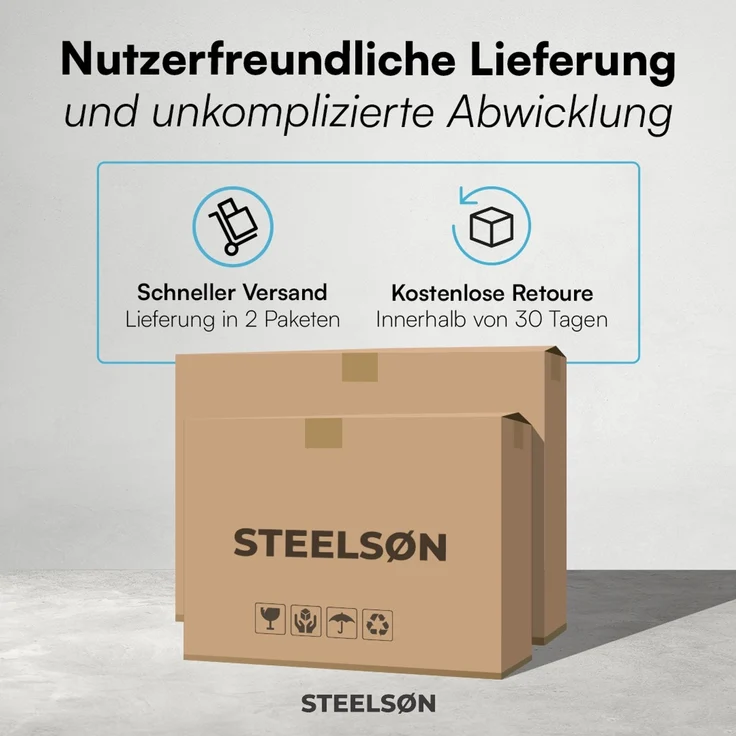 STEELSØN 'Thoria' Mülltonnenbox 2er je 240 Liter, graphitschwarz, Mülltonnenverkleidung aus Stahl, wetterfest, 116x80x134 cm, Müllbox für 2 Tonnen – Bild 11