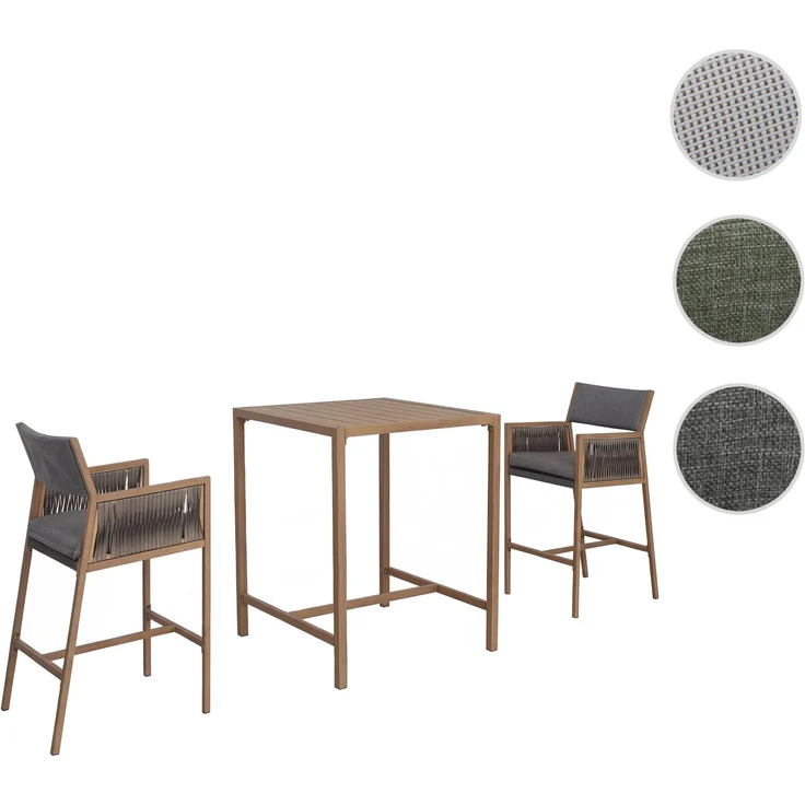 Set Bartisch + 2x Barhocker HWC-Q12, Barstuhl Stehtisch, Polyrattan Olefin (210 g/m²) ~ dunkelgrau – Bild 10
